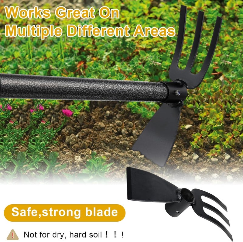 Lilyvane Hoe and Cultivator - 45” Long Handle - Heavy Duty Garden Hoe Tiller, Standing Hoe Garden Tools Durable Cultivator Hoes Hand Rake Fork for Gardening Weeding Planting Loosening Soil - Image 4